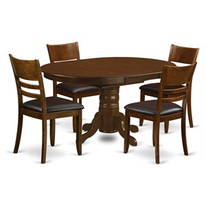 Pemberly Row 5-piece Wood Dining Set with Leather Seat in Espresso