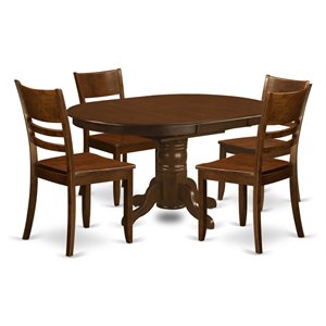 Pemberly Row Traditional 5-piece Wood Dining Table Set in Espresso