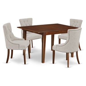 Pemberly Row Traditional 5-piece Wood Dining Set in Mahogany/Doeskin