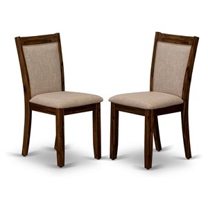 Pemberly Row 36.8&quot Wood Dining Chairs in Walnut/Tan (Set of 2)