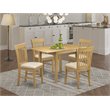 Pemberly Row 5-piece Wood Dining Set with Fabric Seat in Oak