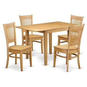 Pemberly Row 5-piece Traditional Wood Dining Room Table Set in Oak