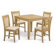 Pemberly Row Traditional 5-piece Wood Dining Table and Chairs in Oak