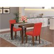 Pemberly Row 3-piece Wood Dining Set with Leather Seat in Mahogany