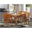 Pemberly Row 7-piece Dining Set with Leather Seat in Saddle Brown