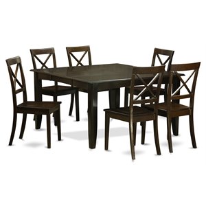 Pemberly Row Traditional 7-piece Wood Dining Table Set in Cappuccino