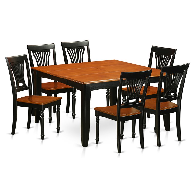 Pemberly Row Traditional 7-piece Wood Dinette Set in Black/Cherry