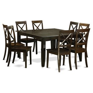 Pemberly Row Traditional 9-piece Wood Dining Table Set in Cappuccino