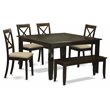 Pemberly Row 6-piece Dining Table Set with Bench in Cappuccino