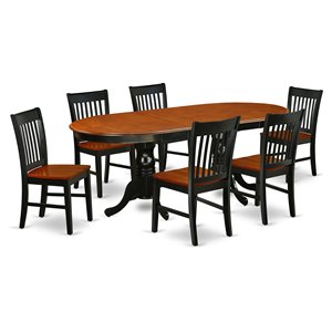 Pemberly Row Traditional 7-piece Wood Kitchen Set in Black/Cherry