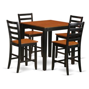 Pemberly Row Traditional 5-piece Wood Dining Room Set in Black/Cherry