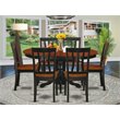 Pemberly Row 7-piece Dining Set with Wood Seat in Black/Cherry