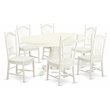 Pemberly Row Traditional 7-piece Wood Kitchen Table Set in Linen White