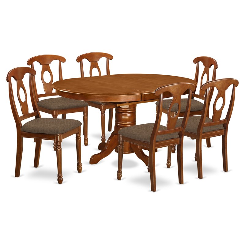 Pemberly Row Traditional 7-piece Wood Dinette Set in Saddle Brown