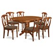 Pemberly Row Traditional 7-piece Wood Dinette Set in Saddle Brown