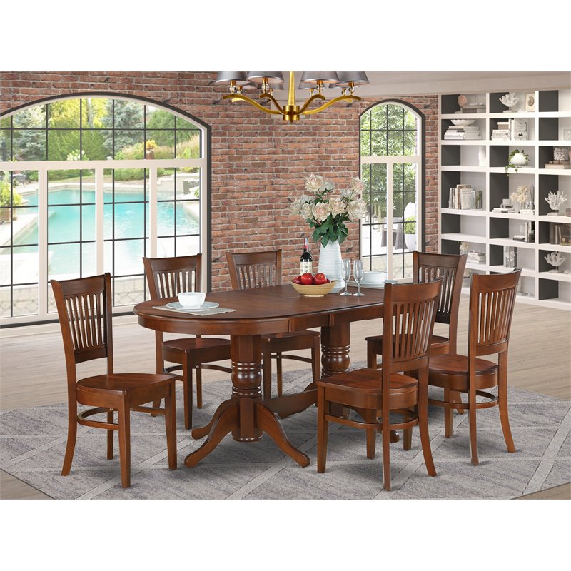 Pemberly Row Traditional 7-piece Wood Dining Room Set in Espresso