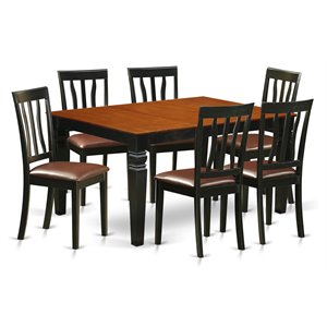 Pemberly Row Traditional 7-piece Wood Kitchen Table Set in Black/Cherry