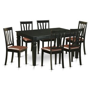 Pemberly Row Traditional 7-piece Wood Dinette Set in Black Finish