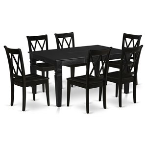 Pemberly Row 7-piece Wood Kitchen Table and Chair Set in Black