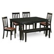 Pemberly Row 6-piece Traditional Wood Kitchen Set in Black Finish