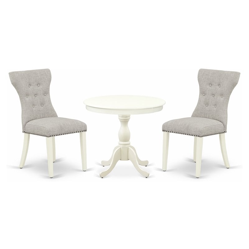 Pemberly Row 3-piece Wood Table and Dining Chairs in Linen White