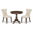 Pemberly Row 3-piece Dining Set with Button Tufted Back in Mahogany