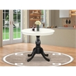 Pemberly Row Modern Table with Linen White Table Top and Black Pedestal Leg