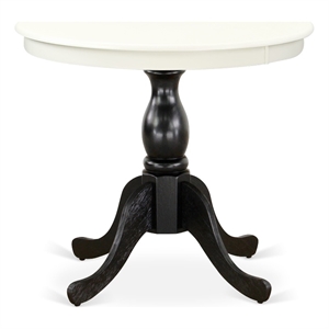 Pemberly Row Modern Table with Linen White Table Top and Black Pedestal Leg