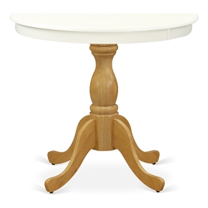 Pemberly Row Dining Table with Linen White Table Top and Oak Pedestal Leg