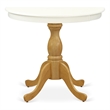 Pemberly Row Dining Table with Linen White Table Top and Oak Pedestal Leg