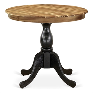 Pemberly Row Dining Table with Natural Table Top and Black Pedestal Leg