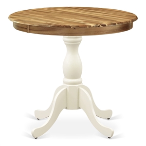 Pemberly Row Dining Table with Natural Top and Linen White Pedestal Leg