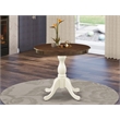 Pemberly Row Dining Table with Walnut Table Top and Linen White Pedestal Leg