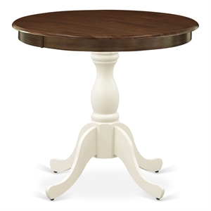Pemberly Row Dining Table with Walnut Table Top and Linen White Pedestal Leg