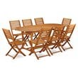 Pemberly Row Traditional 9-piece Wood Patio Set in Natural Oil
