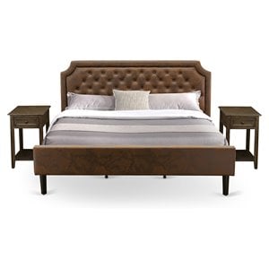 Pemberly Row 3 Pieces Wood King Bedroom Set in Brown/Jacobean