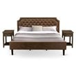 Pemberly Row 3 Pieces Wood King Bedroom Set in Brown/Jacobean