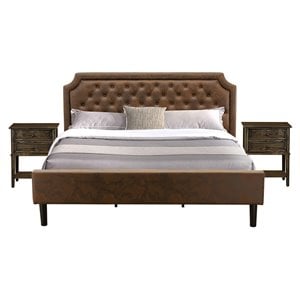Pemberly Row 3 Pieces Wood King Bedroom Set in Jacobean/Brown