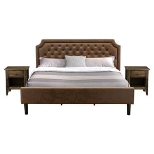 Pemberly Row 3-Piece Wood King Bedroom Set in Brown & Jacobean