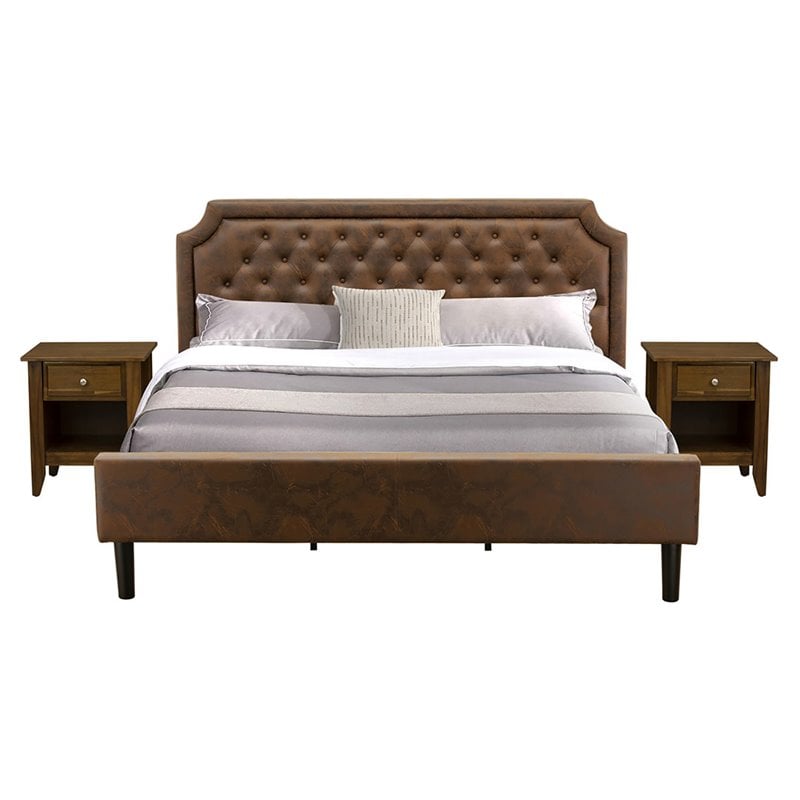 Pemberly Row 3-Piece Wood King Bedroom Set in Brown & Walnut