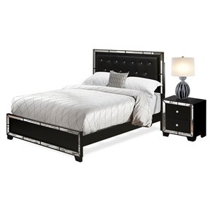 Pemberly Row 2-Piece Traditional Wood Queen Bedroom Set in Black