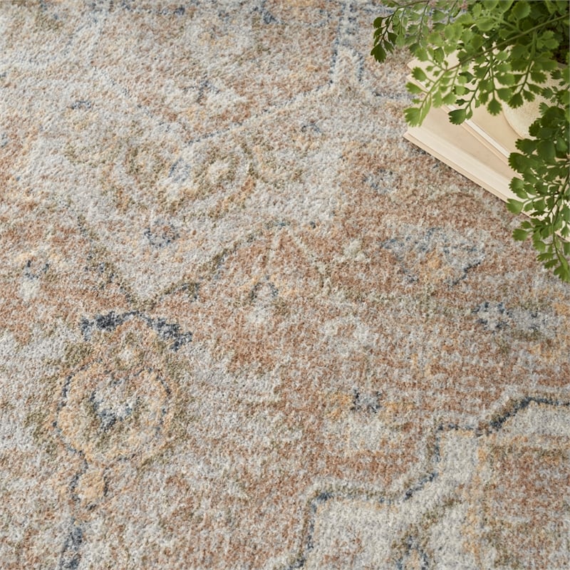 Pemberly Row 3'x4' Ivory Navy Fabric Tropical Area Rug (3'x4')