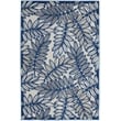 Pemberly Row 3'x4' Ivory Navy Fabric Tropical Area Rug (3'x4')