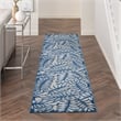 Pemberly Row 10' Runner Ivory Navy Fabric Tropical Area Rug (10' Runner)