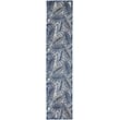 Pemberly Row 10' Runner Ivory Navy Fabric Tropical Area Rug (10' Runner)