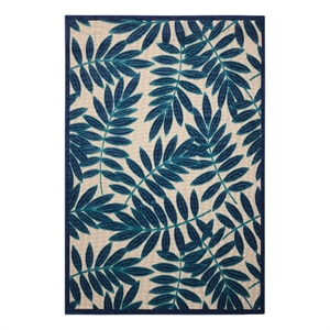Pemberly Row 5'x8' Navy Blue and White Fabric Tropical Area Rug (5'x8')