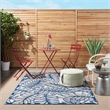 Pemberly Row 6'x9' Ivory Navy Fabric Tropical Area Rug (6'x9')
