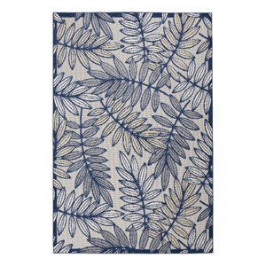 Pemberly Row 6'x9' Ivory Navy Fabric Tropical Area Rug (6'x9')