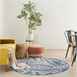 Pemberly Row 5' Round Ivory Navy Fabric Tropical Area Rug (5' Round)