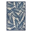 Pemberly Row 6'x9' Navy Blue and White Fabric Tropical Area Rug (6'x9')